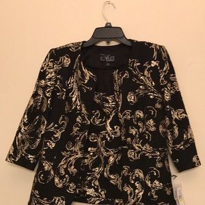 NWT Alex Evenings Black/Gold Party Jacket Set PM